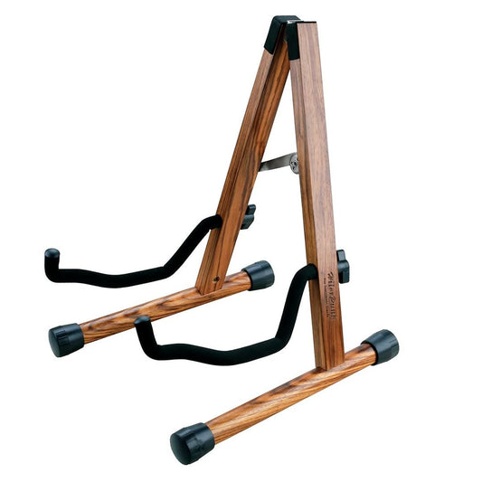 A-Frame Foldable Guitar Stand Portable Easy Assembly Solid Mount for Acoustic & Classical - Zebra Wood
