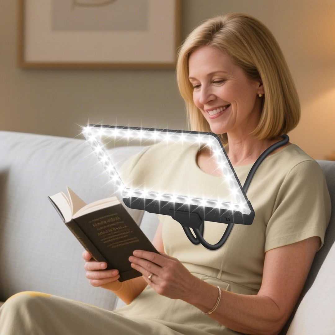 Hands Free Magnifying Glass with Light Flexible Gooseneck 43 LEDs – Large Page Magnifier