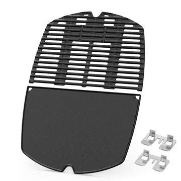 Cast Iron Griddle & Grill Grates Compatible with Weber Q Series 38.6x27.2cm – 2-Pack