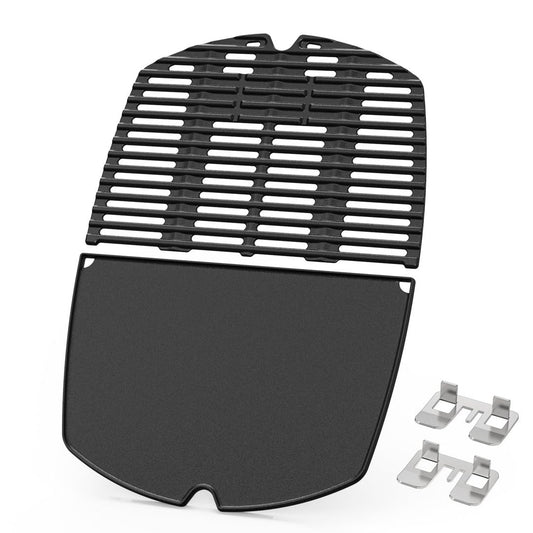 Cast Iron Griddle & Grill Grates Compatible with Weber Q Series 38.6x27.2cm – 2-Pack