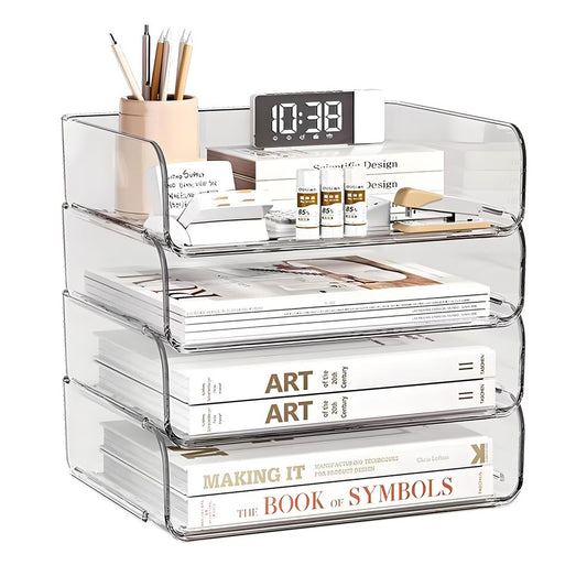 Stackable Clear Desk Trays PET 4-pack – Clear