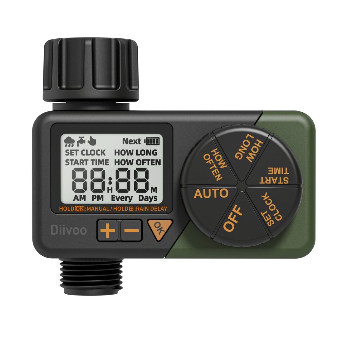 Automatic Irrigation Timer Programmable IP66 Brass Inlet/Outlet Rain Delay – Battery Operated