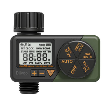 Automatic Irrigation Timer Programmable IP66 Brass Inlet/Outlet Rain Delay – Battery Operated