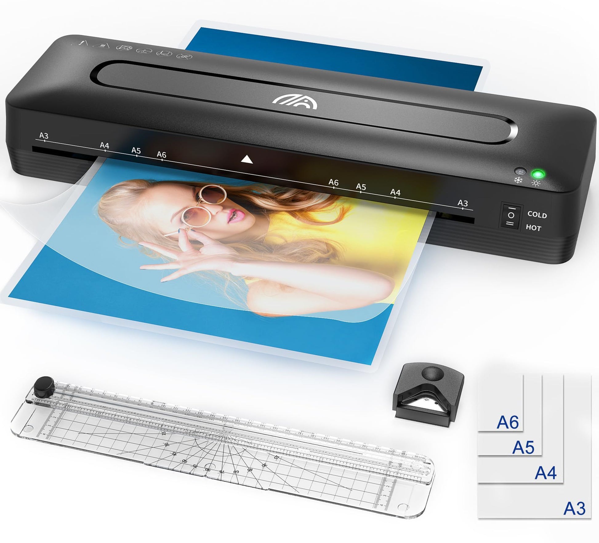 A3 5-in-1 Laminator Hot & Cold with Pouches, Cutter & Corner Rounder