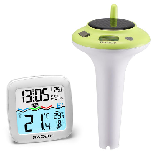 Floating Pool Thermometer Digital IPX8 Easy Read Solar & Battery – Black
