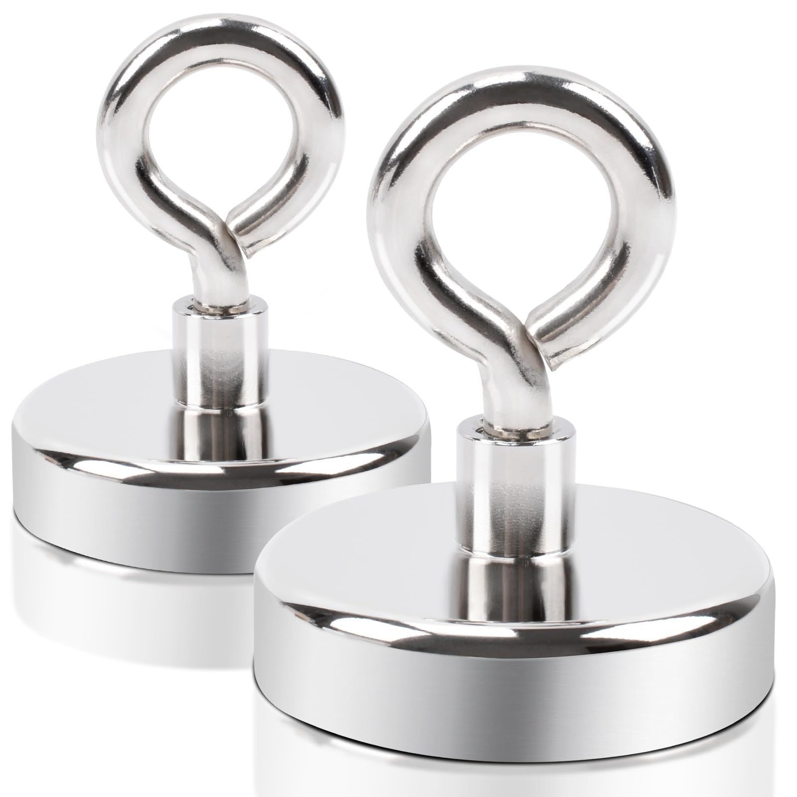 Neodymium Magnet 48mm Strong Hold for Fishing with Eyelet Screws – 2 Pieces
