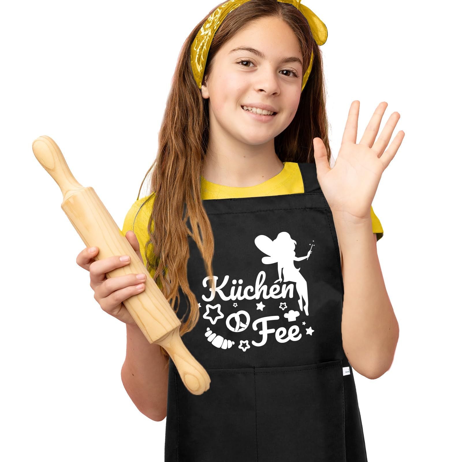 Girls' Kitchen Apron Cotton Adjustable Personalised for Ages 4-12 – Fairy