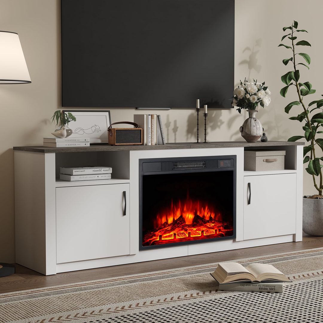 Pallet – Home Living – Electric Fireplace TV Stand, Christmas Tree Decorations
