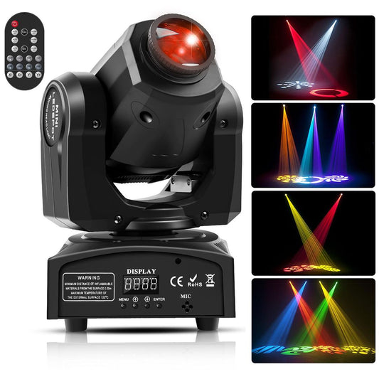 UKing 50W Moving Head DMX512 Disco Light with 8 Patterns and Remote Control – Black