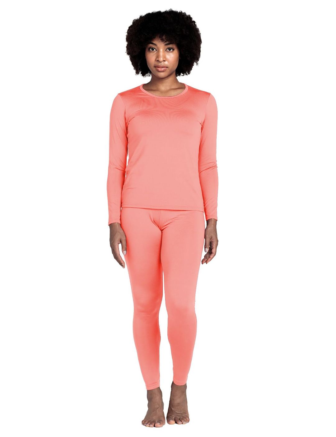 LAPASA Women’s Thermal Fleece Underwear Set Top & Bottom – Pink L