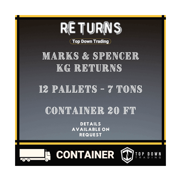 M&S KG Clothing Returns Pallets Container 20ft