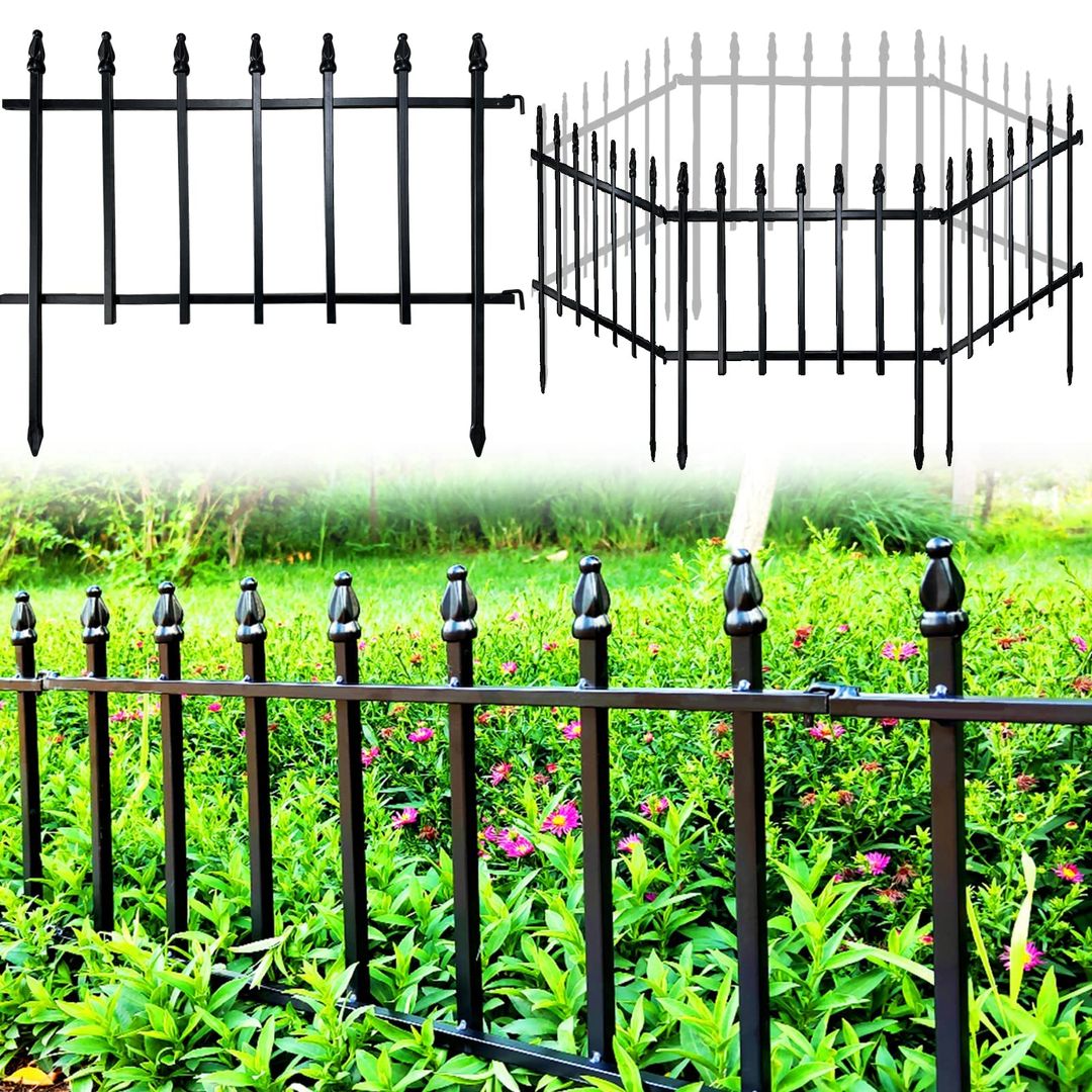 Metal Decorative Garden Fence Panels – 57cm High x 2.8m Length