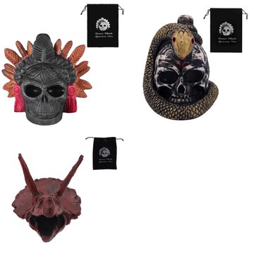 Aztec Death Whistle Skull Screaming Authentic with Storage Bag – Coloured - Mixed Box