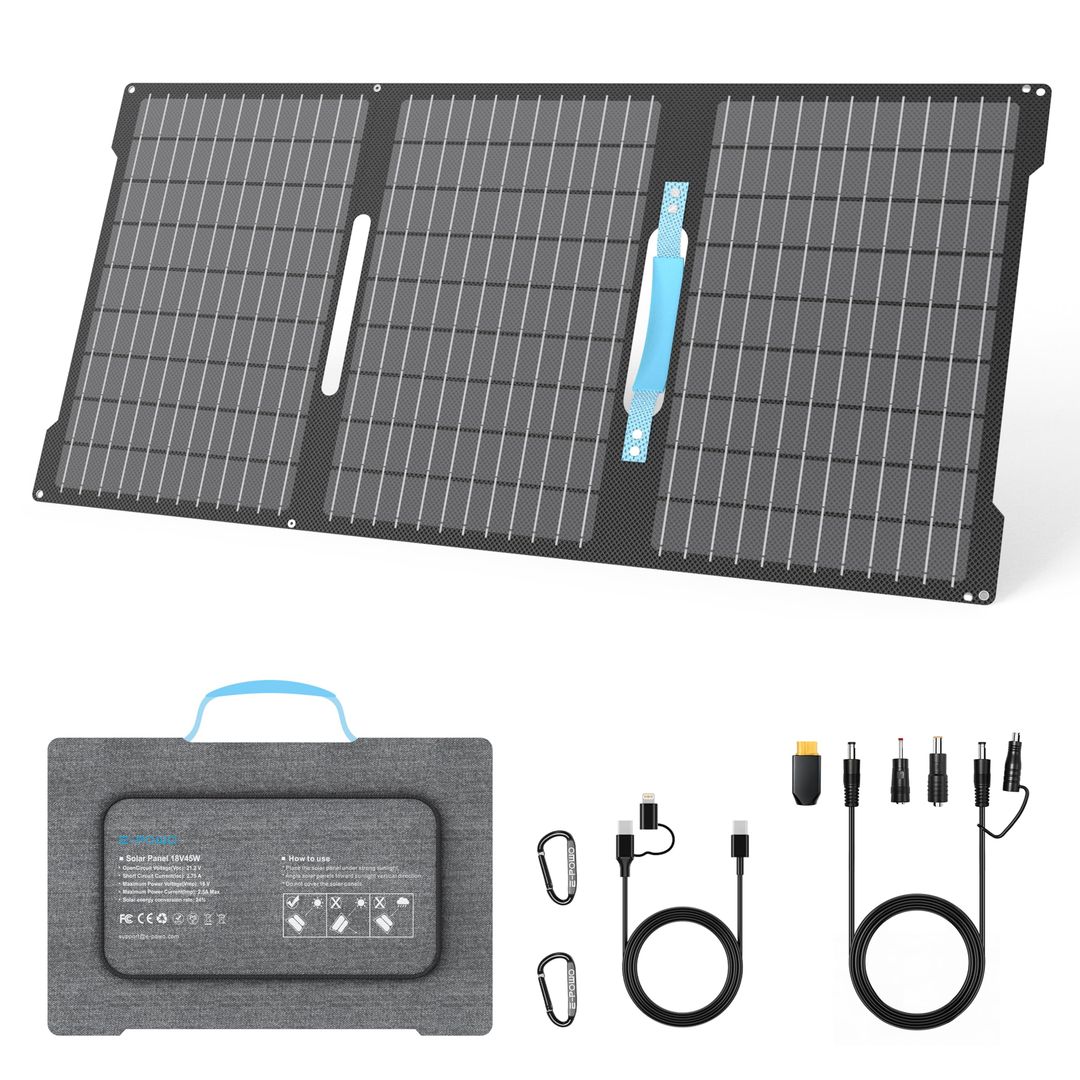 45W Portable Solar Panel Charger USB-C PD 3.0 USB-A QC IP67 Waterproof – Outdoor