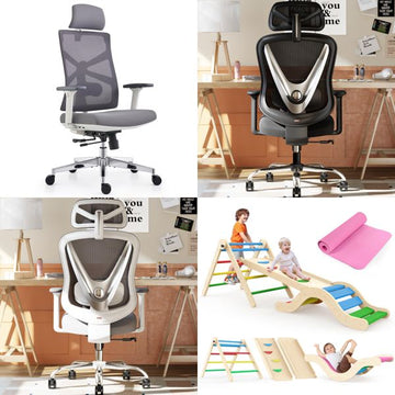 Pallet – Office & Play – Ergonomic Chairs, Toddler Climbing Set, Wheel Clamp Device