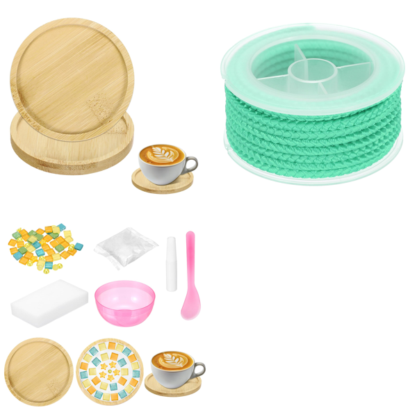 Round Wooden Coasters 2-Pack 95x95x10mm for Candles Cups Table Decor – 95x95x10mm - Mixed Box