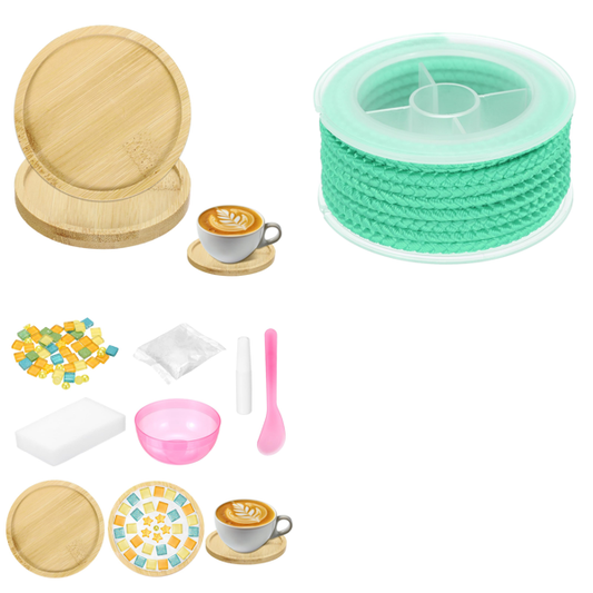 Round Wooden Coasters 2-Pack 95x95x10mm for Candles Cups Table Decor – 95x95x10mm - Mixed Box