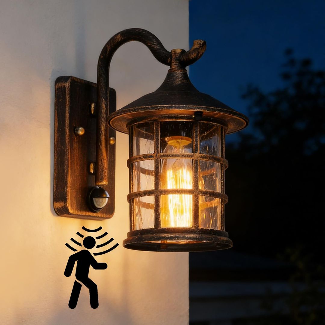 Vintage Outdoor Wall Light LED E27 Waterproof Aluminum Glass (No Bulb) – Bronze