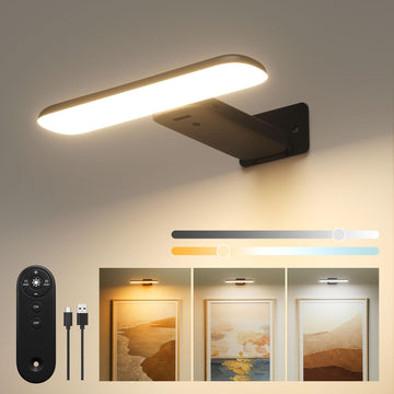 Battery Operated Wall Lights LED Picture Lights with Remote Control – Black