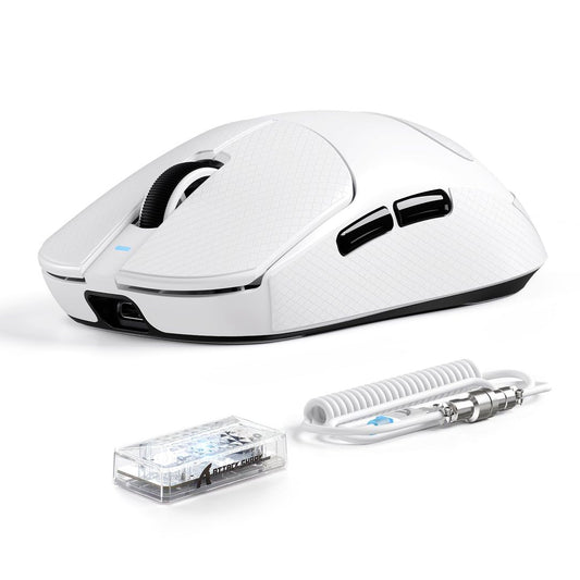 Wireless Gaming Mouse Lightweight 55–65g PixArt PAW3395 BT/2.4G USB Up to 42,000 DPI – White