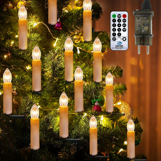 Christmas Candle String Lights 50 LED 8 Modes Timer Indoor Decorative – Warm White