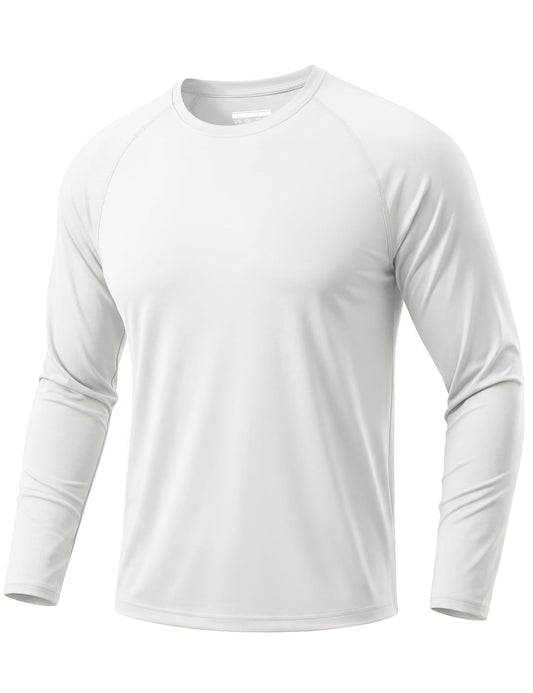 Men’s Long Sleeve UPF50+ Sun Protection Shirt Breathable Outdoor – White