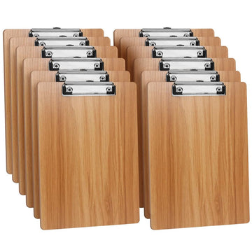 A4 Wooden Clipboards with Metal Clip & Hanging Loop 12pc – Natural